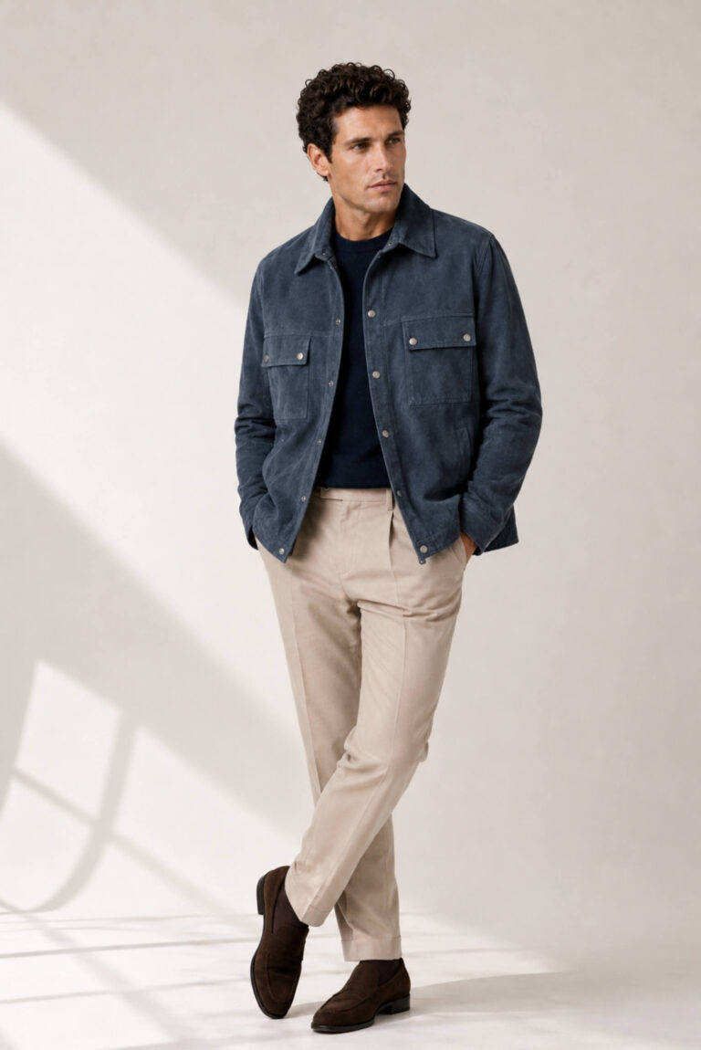 Surchemise en Daim Bleu Marine