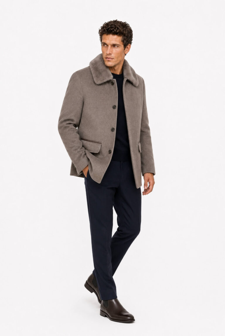 양털 칼라 울 카코트