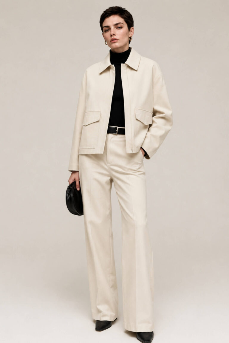 Cream Leather Jacket
