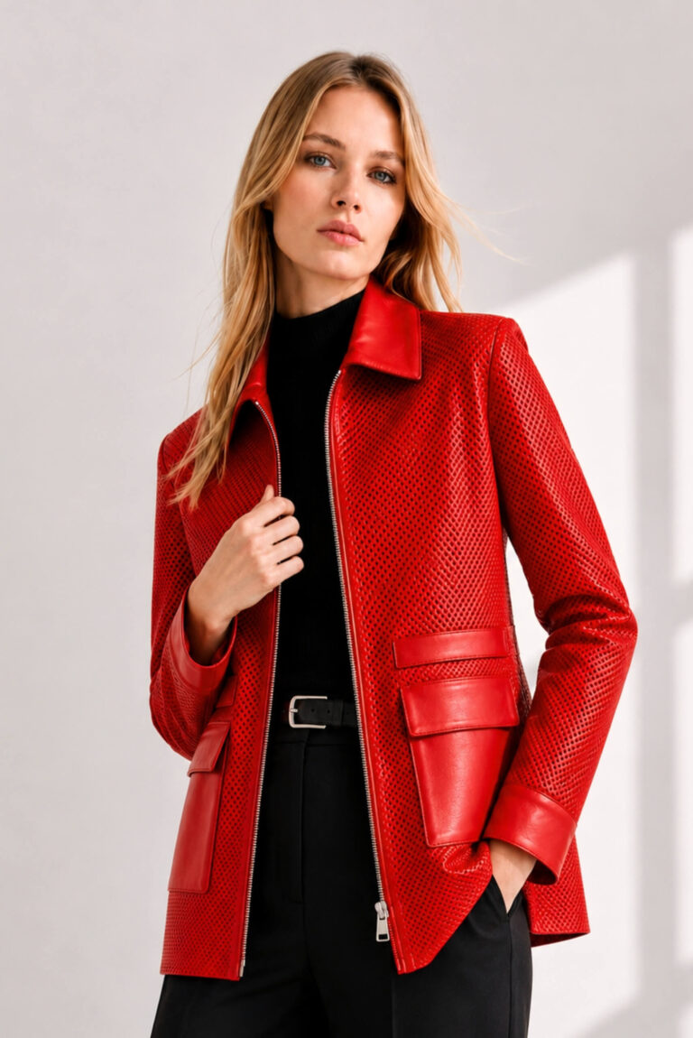 Veste en Cuir Perforé
