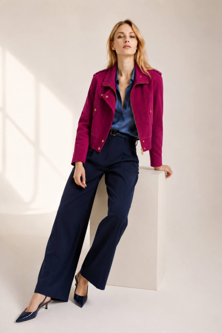 Pink Suede Biker Jacket