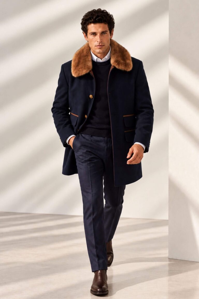 Abrigo de Lana con Cuello de Borrego