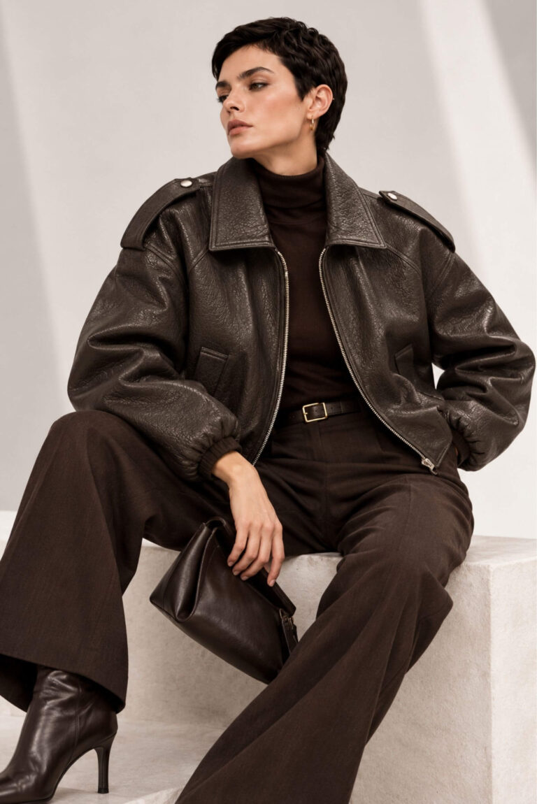 Oversized Leather Bomber